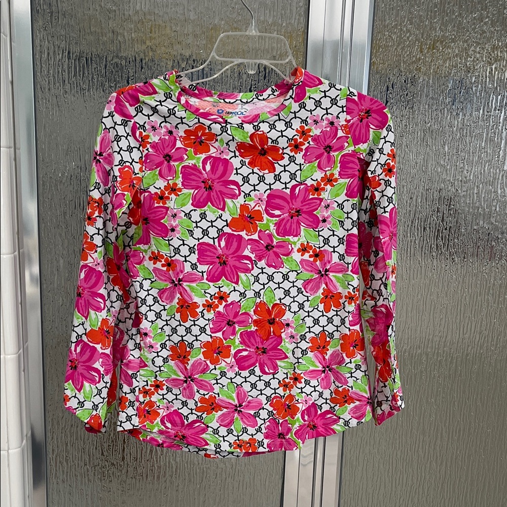 IBKUL Pink and Red Floral Long Sleeve Top